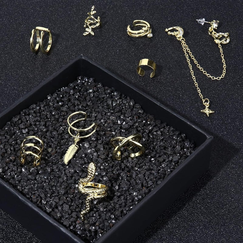 Jstyle Ear Cuff Earrings for Women Cuff Chain Earring Clip On Helix Cartilage Wrap Cuff Earring Non Pierced Adjustable - Image 2